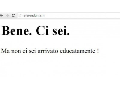 San Marino Oggi. Strana scritta sul sito del referendum