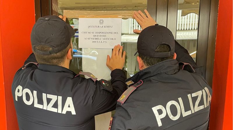 La Polizia di Stato chiude per un mese una struttura alberghiera di Rimini per motivi di sicurezza pubblica