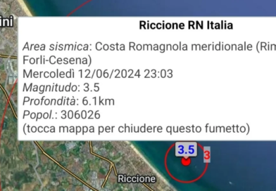 Terremoto da 3,5 gradi lungo le coste di Riccione